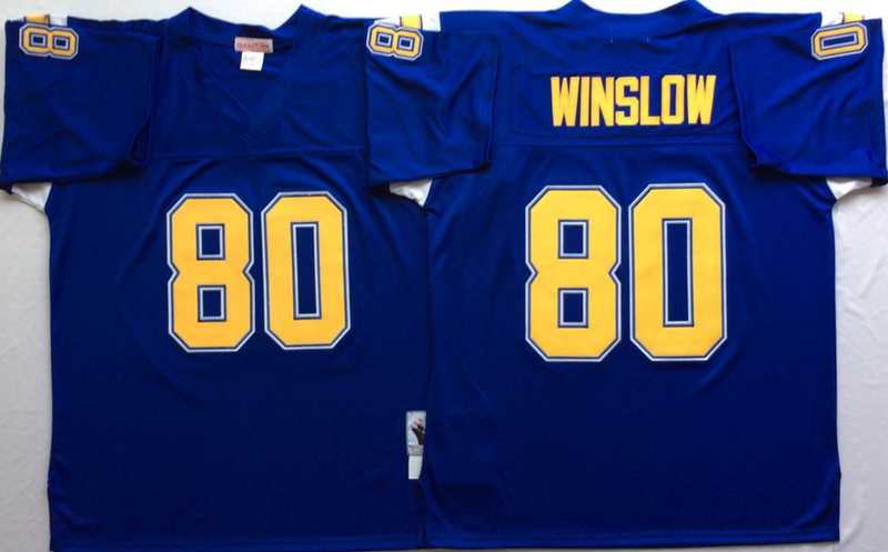 Chargers 80 Kellen Winslow Blue M&N Throwback Jersey